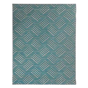 Imagem de Tapete Sala Moderno Geometrico Azulejo 100X150 Cm Azul Claro - J. Serr
