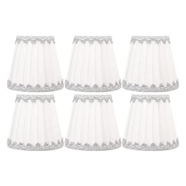 Imagem de 6 Pcs Abajur de Pano Abajur Moderno Simples Vela Candelabro Sombra de Mesa Abajur de Luz Lustre de Vela Lâmpadas Acessórios de Iluminação para Sala de Estar