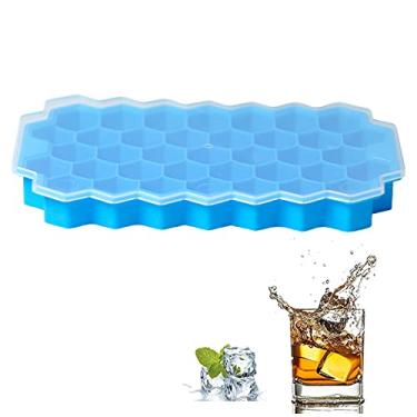 Imagem de Bandeja de cubo de gelo com tampa, molde de gelo de colmeia, 1 pacote de bandeja flexível de silicone de qualidade alimentar, reutilizável, bebidas geladas e suco e vinho, etc