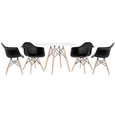Imagem de Loft7, KIT - Mesa Eames 100 cm branco + 4 cadeiras Eames DAW preto