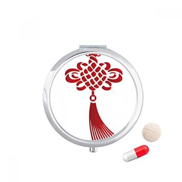 Imagem de Caixa de comprimidos com nó vermelho de segurança com padrão de nó chinês