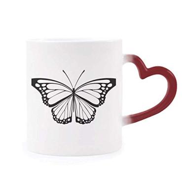 Imagem de Caneca simples de borboleta preta sensível ao calor Caneca vermelha muda de cor