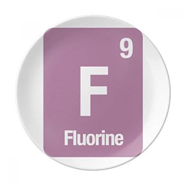 Imagem de Prato de ciência de flúor F com elemento químico decorativo de porcelana Salver louças de jantar