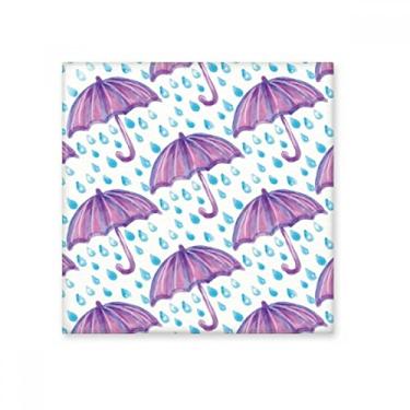 Imagem de Guarda-chuva em aquarela roxo azulejo de cerâmica brilhante decalque de pedra adornada tijolo vitrificado