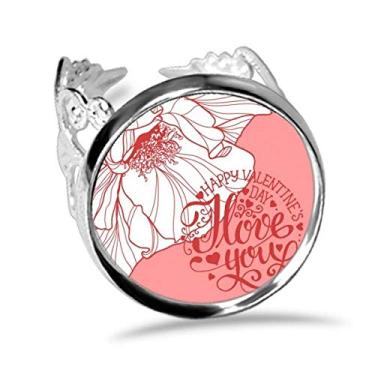 Imagem de DIYthinker Anel de noivado rosa Happy Valentine's Day Love Rose ajustável Love Wedding