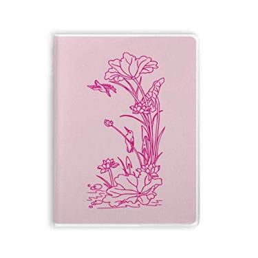 Imagem de Caderno de folhas de lótus com flores de lótus e capa macia