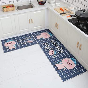 Imagem de Jun Jiale Tapete de cozinha de qualidade premium, base de borracha antiderrapante durável, tapete lavável (61 x 89 cm) lindo porco de animal de estimação
