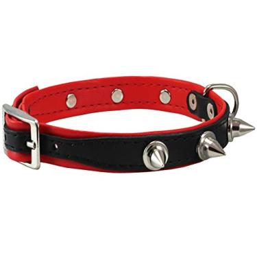 Imagem de Coleira para cachorro Dogs My Love em couro genuíno acolchoada (pescoço de 29,2 cm a 35,56 cm; largura de 1,58 cm, preto/vermelho)