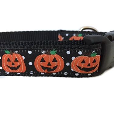 Imagem de Coleira para cachorro de Halloween, design canino, fantasmas, milho doce, abóboras, 2,5 cm de largura, ajustável, nylon, médio e grande (GG 52-66 cm, abóboras)