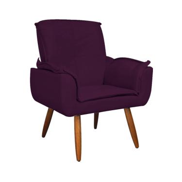 Imagem de Poltrona Decorativa Estofada Para Hall de Entrada Emília Plus Suede Roxo - LM DECOR