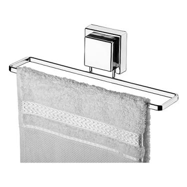 Imagem de Suporte Porta Toalha Banheiro Toalheiro Rosto Banheiro Lavabo Pano de Prato Cozinha Com Ventosa Sem Furo Cromado Future