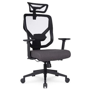 Imagem de Cadeira Office DT3 Unic-R, ergonomica revestimento Mesh + Tecido, braços reguláveis, apoio lombar almofadado com ajuste de altura, apoio de cabeça 3D, suporta até 120kg e altura máx. de 1,80m(Grey)