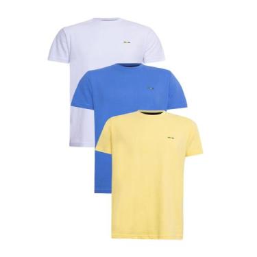 Imagem de Kit 3 Camisetas Premium Brasil Branco Azul Amarelo - Hilmi