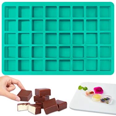 Imagem de Sakolla Molde quadrado de chocolate, molde de cubo de silicone de 40 cavidades para chocolate, doces, caramelo, cubos de gelo, ganache, goma