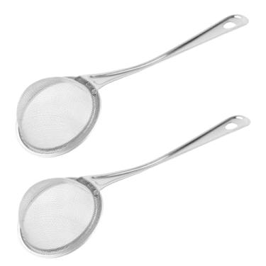 Imagem de HEMOTON 2 Unidades Escorredor De Aço Inoxidável Peneira De Farinha De Aço Inoxidável Coador De Leite Com Fenda Colher De Escumadeira De Malha Peneira Fina Ferramenta De Cozimento Doméstico