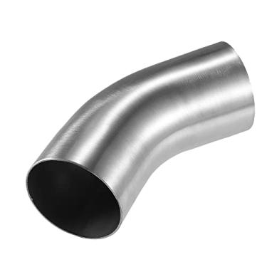 Imagem de X AUTOHAUX 1 peça OD 3 polegadas 45 graus Mandril Bend cotovelo SS304 tubo de curvatura de aço inoxidável tubo de escapamento tubo de escapamento para carro modificado sistema de escape tubulação tom prata