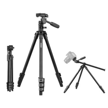 Imagem de CIADAZ Q160HA Tripé de vídeo profissional de montagem horizontal Tripé de câmera de serviço pesado com cabeça panorâmica e inclinada de 3 vias para câmeras DSLR Mini projetor compatível com Canon
