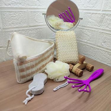 Imagem de Kit Banho Spa Bem Estar Relax Kit de Cuidados Pessoais Massagem-Esponjas Banho-Massageadores para o Corpo e Rosto-Presente-Luiggi Presentes®