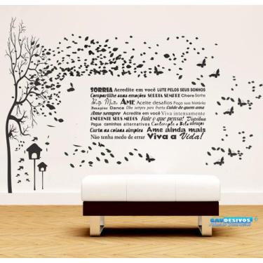 Imagem de Adesivo Decorativo De Parede Árvore E Frase Sorria Motivacional - Gaud