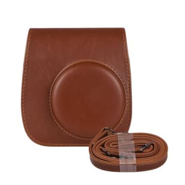 Imagem de Daconovo Estojo de armazenamento instantâneo para câmera Bolsa de couro PU Fivela magnética com alça de ombro Compatível com Fujifilm Instax Mini 12/11/9/8