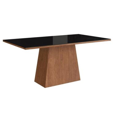 Imagem de Mesa para Sala de Jantar 160x90cm com Vidro Lapidado Móveis Zamarchi Canela/Preto