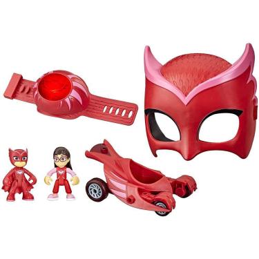 Imagem de PJ-Masks Owlette Power Pack Conjunto de brinquedos pré-escolares com 2 PJ-Masks-Action-Figures, Veículo, Pulseira e Máscara de Fantasia para Crianças 