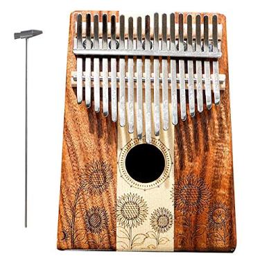Imagem de Piano de polegar Kalimba de 17 teclas, instrumento de piano de dedo marimba, piano de dedo de bolso, com folheto de estudo de martelo de afinação de bolsa, melhor presente de música, (18 cm x 14 cm)