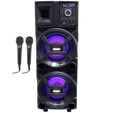 Imagem de Caixa Som Amplificada Bluetooth 1100W Rms Woofer Mp3 Led Usb Tws ACA 1101 Duplo 8 Black 2 Microfone