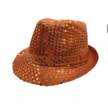 Imagem de yilibllii Boné de desempenho brilhante unissex de lantejoulas ao ar livre boné mágico multifuncional chapéu mostra adereços chapéu 58-60 cm, Laranja, Tamanho Único