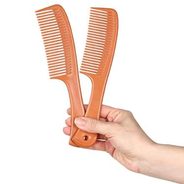 Imagem de Allegro Comb 1004 Pentes de desembaraçar dentes largos para mulheres, estilistas, cabelo encaracolado, pente masculino, 2 peças (castanho)