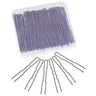 Imagem de Alfinetes de cabelo para mulheres, grampos de cabelo IKOCO de 7 cm para pães castanhos em forma de U com caixa de armazenamento