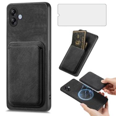 Imagem de Asuwish Capa para celular Samsung Galaxy A04e carteira com protetor de tela de vidro temperado e compartimento fino para cartão de crédito AO4e A 04e feminino masculino preto