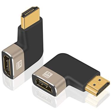 Imagem de Duttek Adaptador HDMI de ângulo reto macho para fêmea versão 2.1, 8K 90 graus, alta velocidade, 48 Gbps, suporte para transmissão de áudio e vídeo, TV, Roku, Fire Stick (pacote com 2)