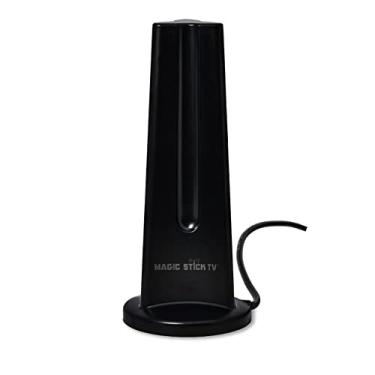 Imagem de Magic Stick TV Antena de TV interna amplificada MS-60MAX para Smart Television - Booster de sinal de até 80 km, antena HDTV digital de montagem em disco, canais HD transparentes, cabo coaxial de