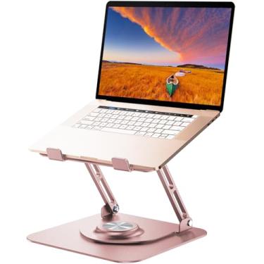Imagem de JOYEKY Suporte de laptop para mesa, suporte ajustável para computador com base giratória de 360°, elevação ergonômica para trabalho colaborativo, suporte dobrável e portátil, adequado para todos os