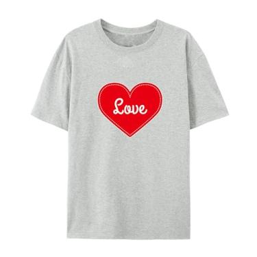 Imagem de Camiseta Love Graphic para amigos Love Funny Graphic para homens e mulheres para o amor, Cinza claro, G