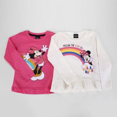 Imagem de Kit Blusa Infantil Disney Minnie Mouse Manga Longa 2 Peças Menina-Feminino