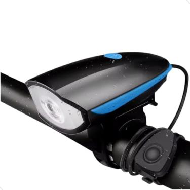 Imagem de Farol Para Bike Led Com Buzina À Prova D'água 3 Modos Recarregável Azul Mundo Compras