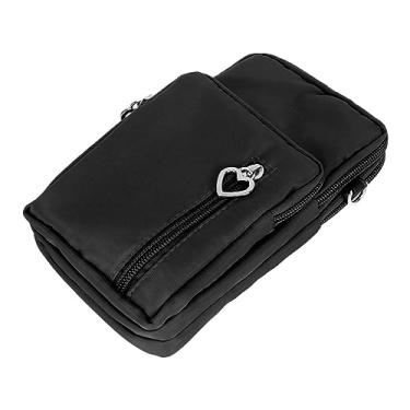 Imagem de Mochila Estilingue, Elegante Bolsa de Ombro Com Zíper Lateral Grande Capacidade 3 Compartimentos Poliéster para Celular (Preto)