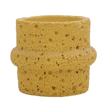 Imagem de Vela de terapia de cimento fosco de 2 peças pode ser preenchida com cera para casamentos, jantares, decorações de festa - Apenas amarelo quente - bacia de cabelo (bacia vazia)