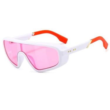 Imagem de Escudo viseira máscara óculos de sol feminino masculino oversized à prova de vento óculos de sol um grande quadro óculos esporte uv400,5, um tamanho