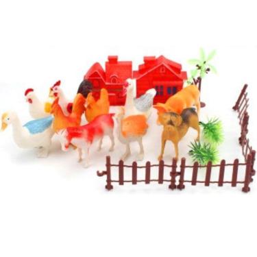 Imagem de Kit animais fazenda infantil 19 peças plástico