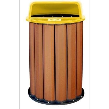 Imagem de Lixeira para Coleta Seletiva 90L Diversas Cores Madeira Plastica Ecologica