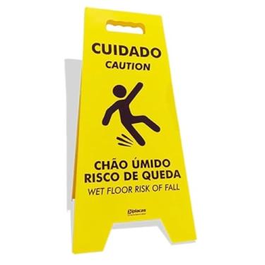 Imagem de Placa Cavalete De Sinalização Chão Umido Risco de Queda