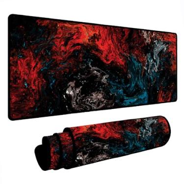 Imagem de Novo Mouse Pad Gamer Deskpad Speed Extra Grande Borda Costurada Profissional Varios Tamanhos - Pintura Vermelho e Azul (80x40)