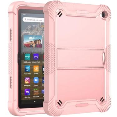 Imagem de Waillynice Capa protetora com suporte para Amazon Kindle Fire 8 HD 8 HD8 Plus 12th 2022 Capa protetora resistente Funda (rosa, Fire HD 8 2022)