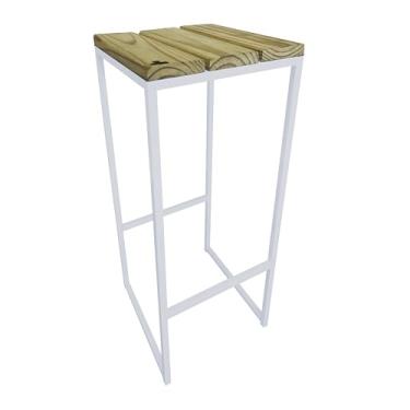 Imagem de Banqueta Strassis Design SD-5041B Metal e Madeira Cor: Branca