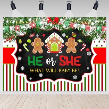 Imagem de Avezano Cenários de revelação de gênero de gengibre, decorações de 2,1 x 1,5 m, Natal, o que é assar gengibre, revelação de gênero, pano de fundo para festa de menino ou menina suprimentos para cabine fotográfica