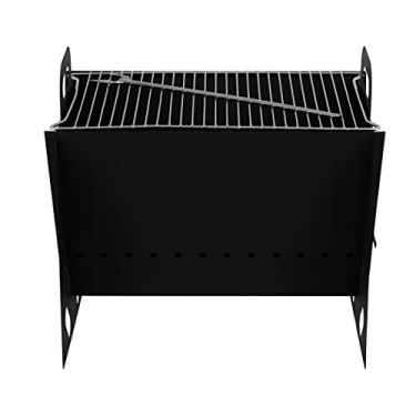 Imagem de Churrasqueira Dobrável Móvel Maleta Camping Slim Pro Tork Texas Grill Slim Preto + Grelha e Garfo