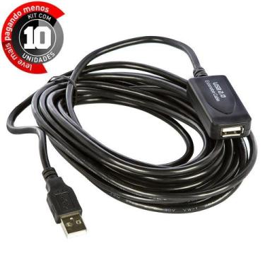 Imagem de Extensão Usb 2.0 Amplificado 5M - Cirilo Cabos - Kit Com 10